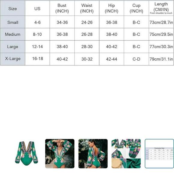 Embroidered Long-sleeved Retro Green Grapes Print One Piece swimsuit with Skirt - Picture 15 of 16